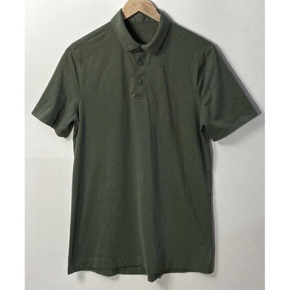 Men's Lululemon Evolution Polo Short Sleeve Shirt Palm Deco Green Size Small ?